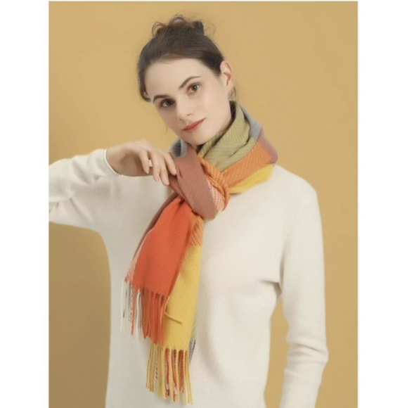 Luxe Soft Colorblock Plaid Blanket Scarf Wrap - Picture 4 of 10